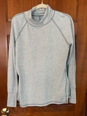 Apana Gray Striped Women’s Large Long Sleeve Yoga Top with peblum l